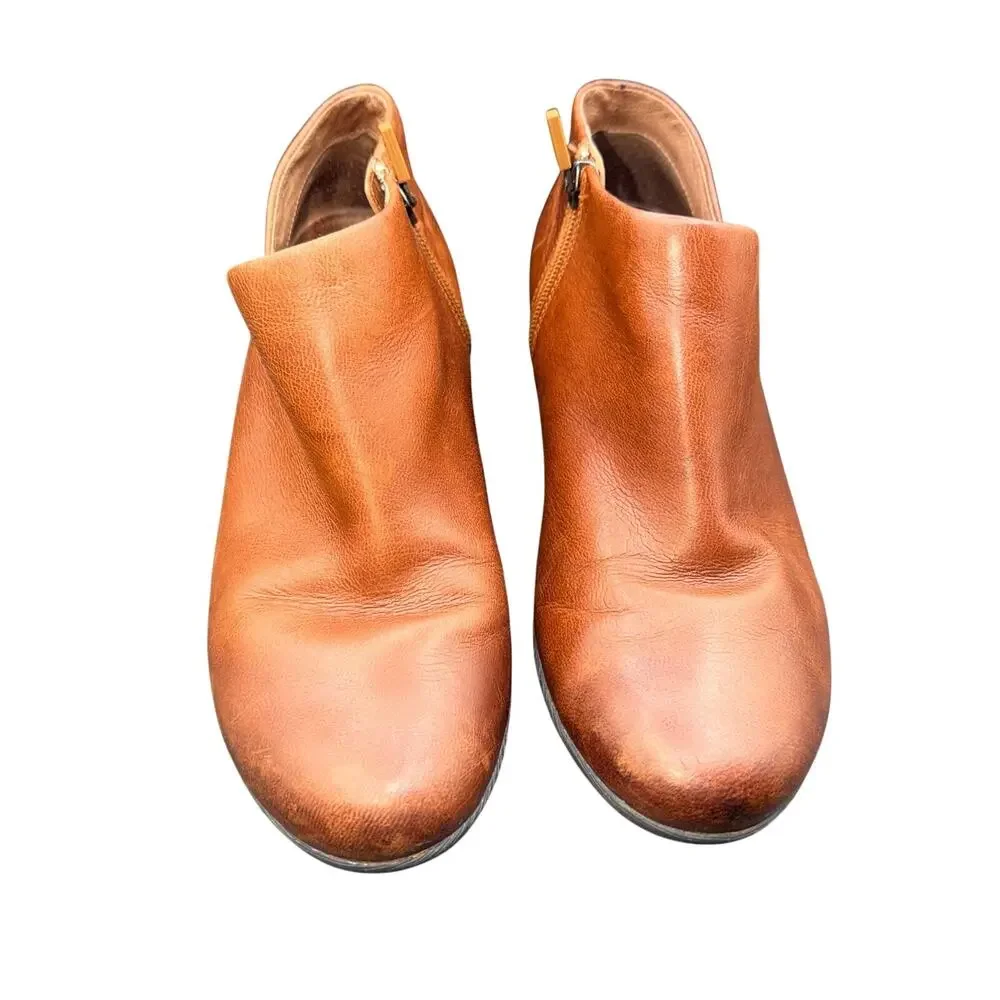 Dansko Maria Brown Leather Ankle Boots Women’s 38 US 7.5-8 Side Zip Booties